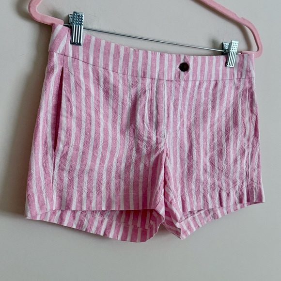 J.Crew Striped Linen Blend Shorts - Pink and White Stripes Size 2 - Picture 2 of 8